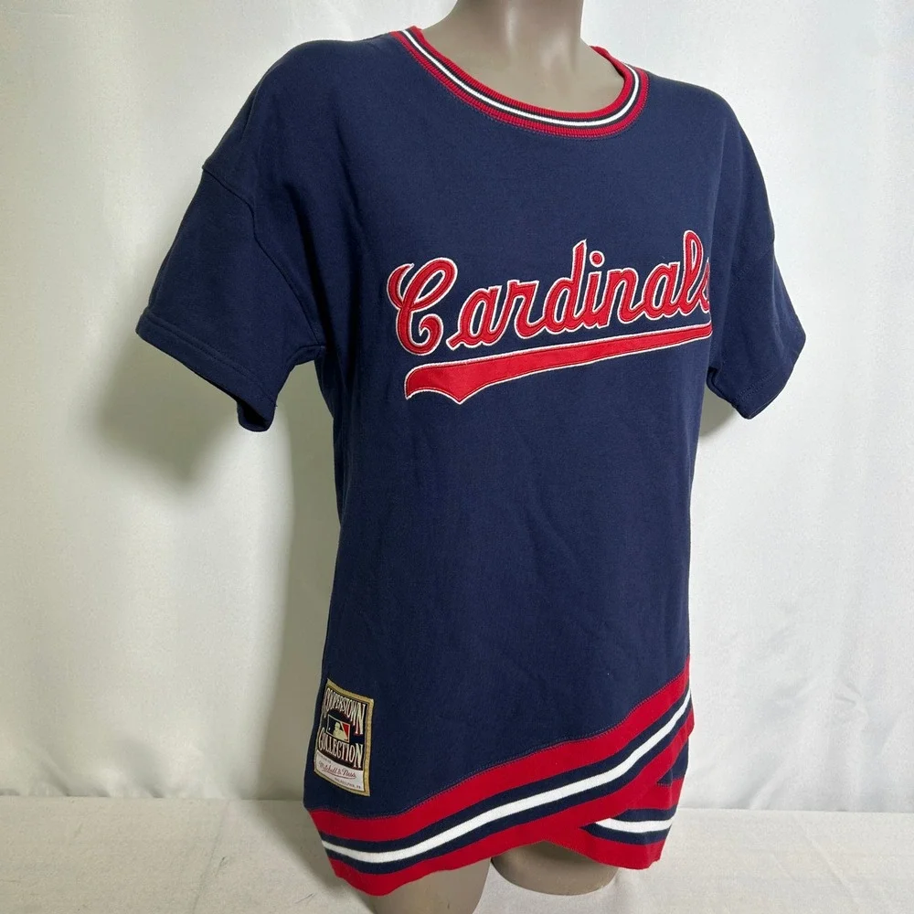St Louis Cardinals MLB Mitchell & Ness Blue Cooperstown T-Shirt Women's SMALL